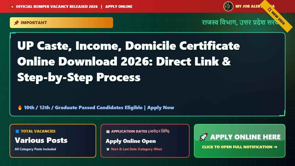 UP Caste, Income, Domicile Certificate Online Download 2026: Direct Link & Step-by-Step Process