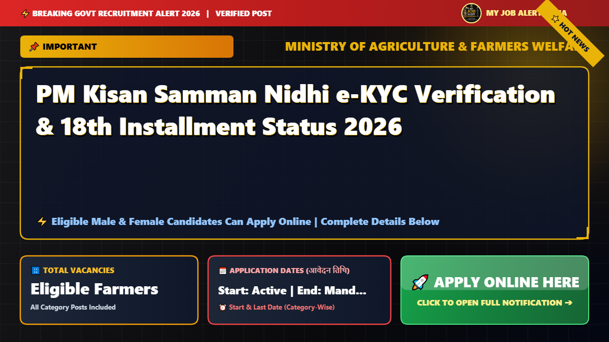 PM Kisan Samman Nidhi e-KYC Verification & 18th Installment Status 2026