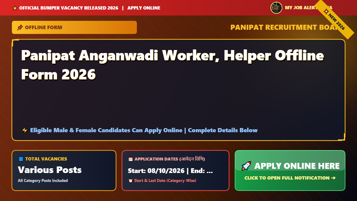 New Panipat Anganwadi Worker, Helper Offline Form 2026