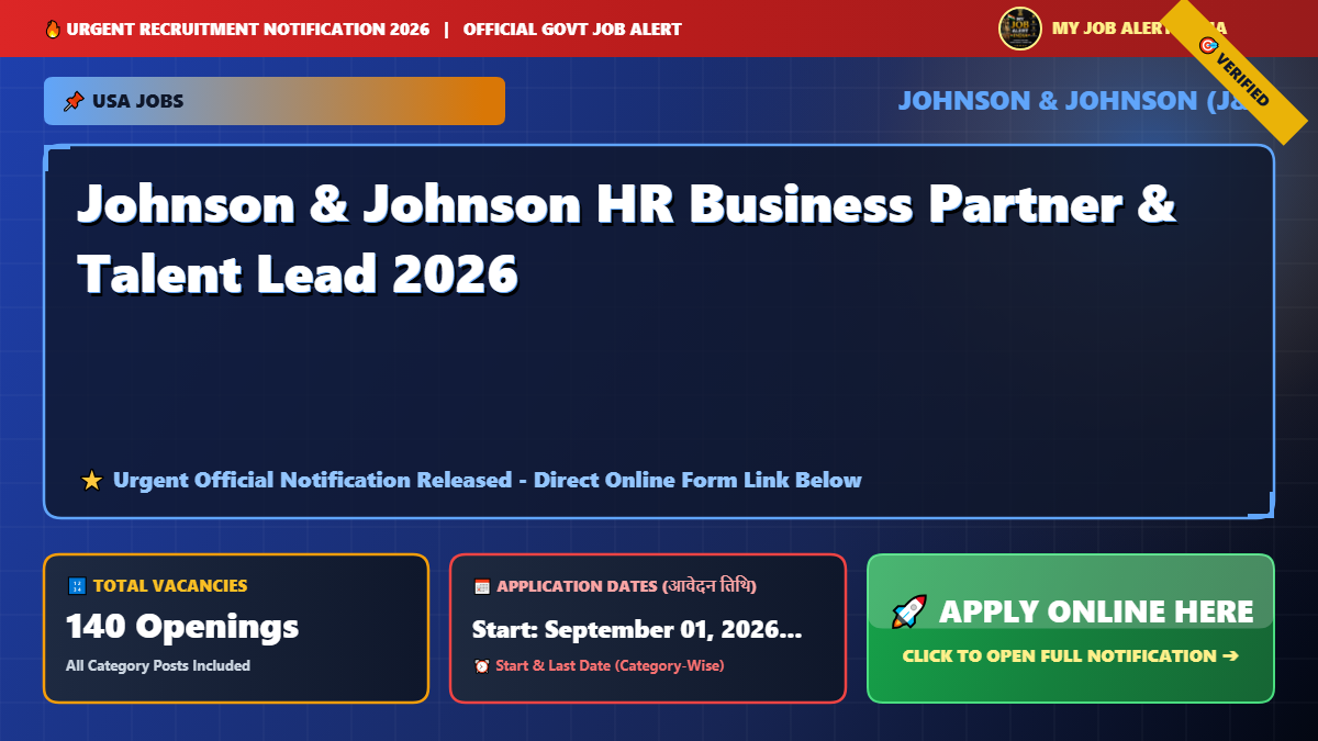 Johnson & Johnson HR Business Partner & Talent Lead 2026